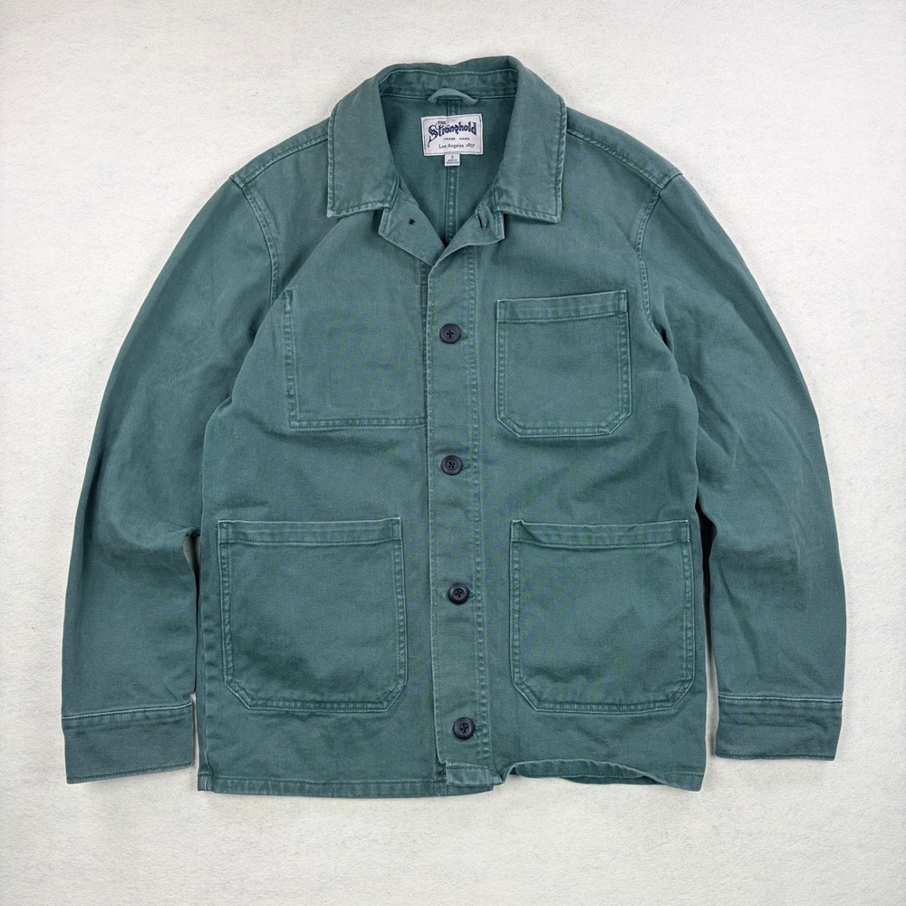 The Stronghold Mens Chore Jacket Faded Green Cotton Twill Utility Coat Small